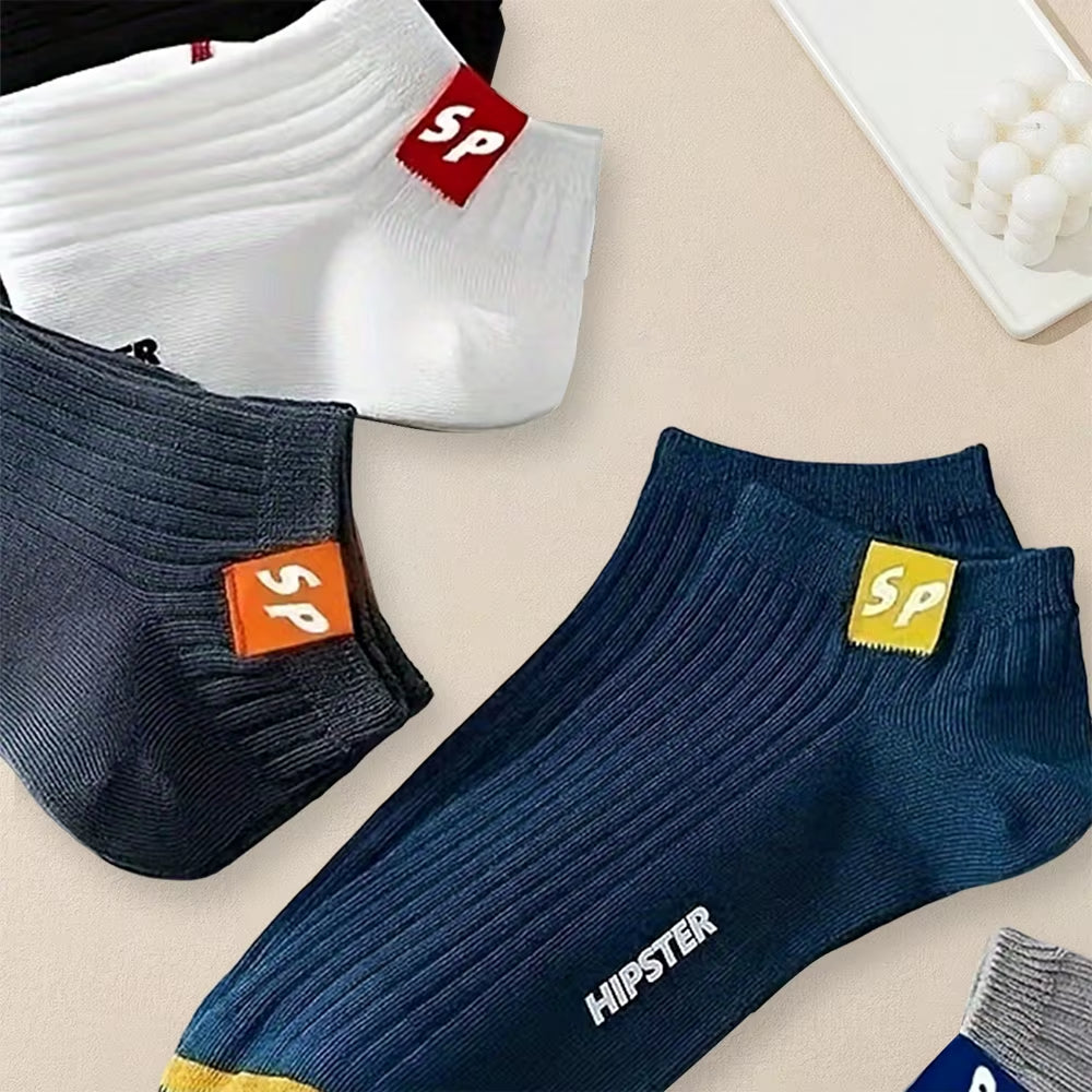 5 Pairs Women Short Socks Trendy and Versatile Letter Boat Socks Shallow Mouth Comfortable Soft and Breathable Casual Socks