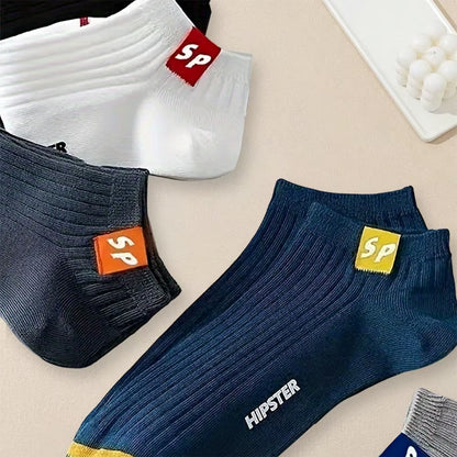 5 Pairs Women Short Socks Trendy and Versatile Letter Boat Socks Shallow Mouth Comfortable Soft and Breathable Casual Socks